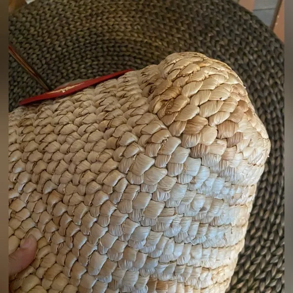 Tory Burch - EUC - Audrey Straw Woven Tote with Red Accents - Like New - Picture 8 of 13